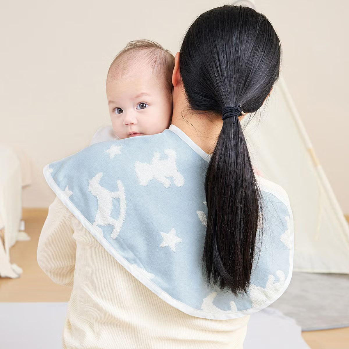 Soft Gauze Multi Bib / Burp Cloth – Teddy & Rocking Horse