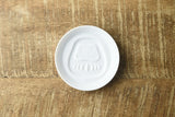 Daruma Kageasobi Embossed White Porcelain Soy Sauce Dish - 3"