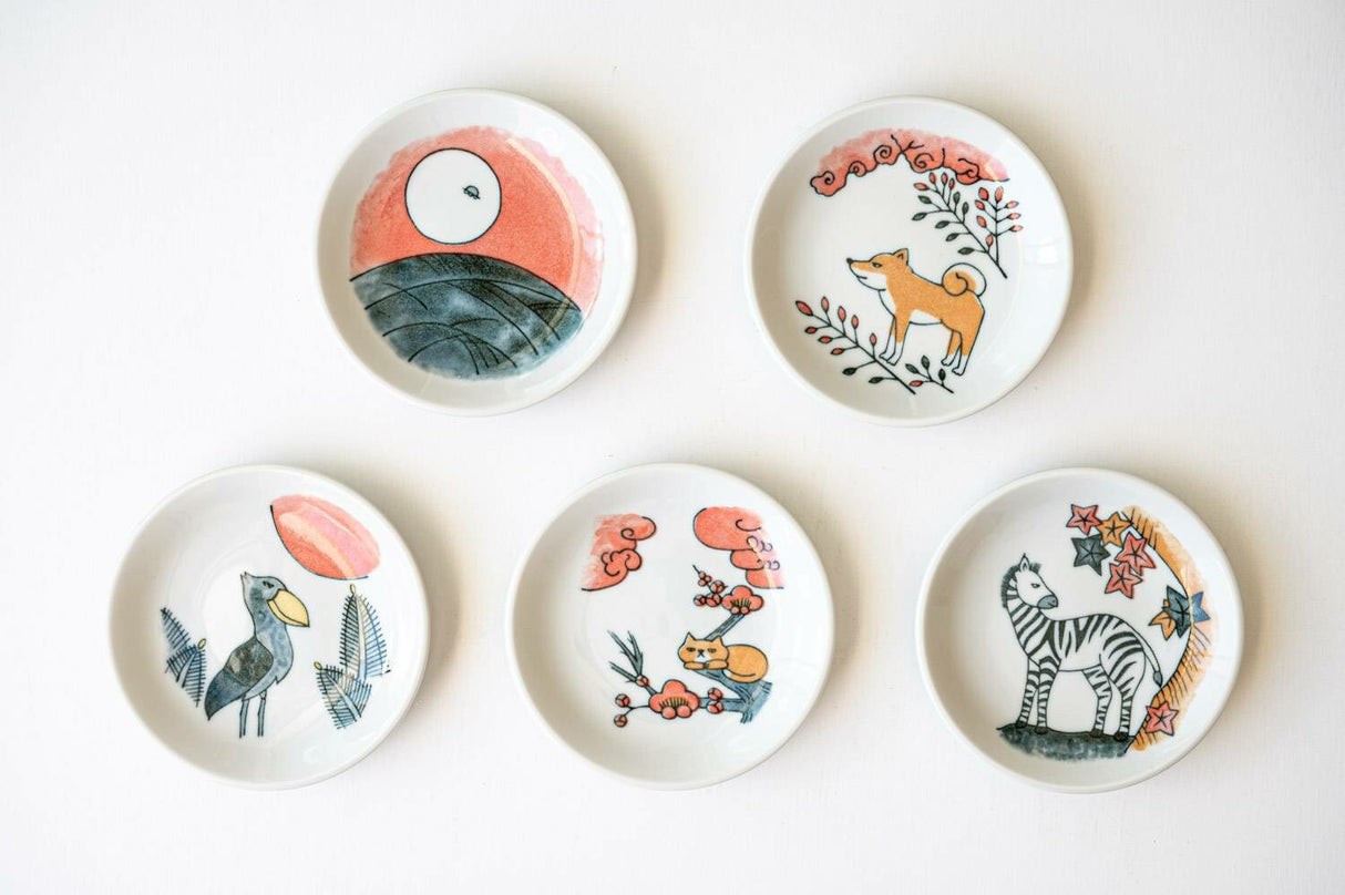 Hanafuda Animal Mini Dish Gift Set – 5 Pieces