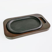 Ikenaga Cast Iron Sizzling Plate with Wood Base 池泳鐵工鐵板燒