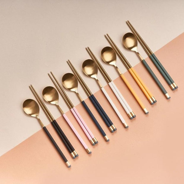 BOGEN Kara Gold Spoon & Chopsticks Set