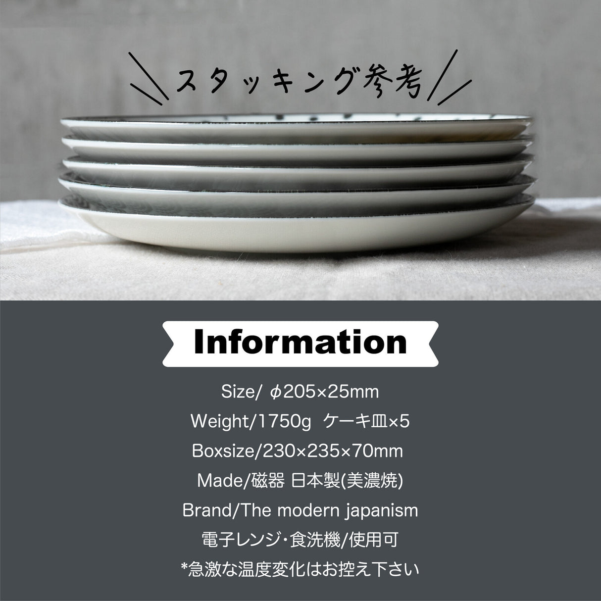 Komon 5-Piece 8" Japanese Mino Ware Plate Gift Set