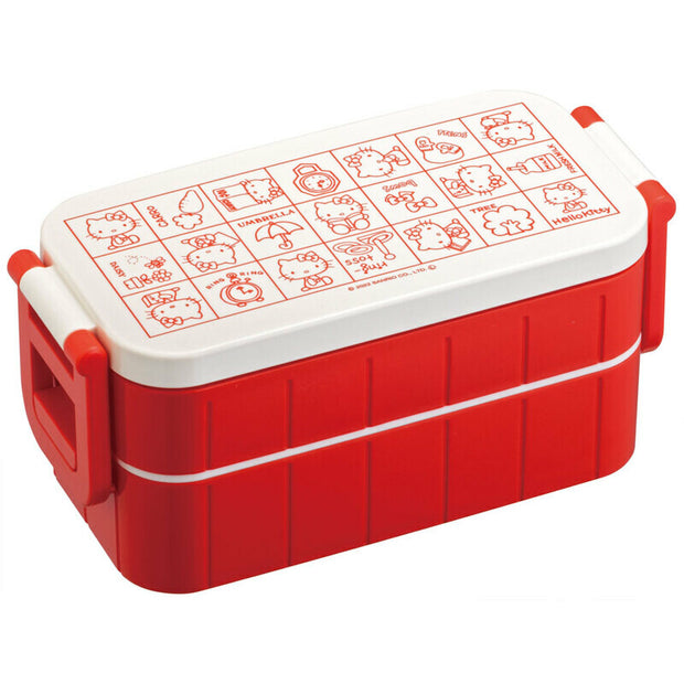 SKATER 2-Tier Divided Antibacterial Lunch Box (600ml) - Hello Kitty