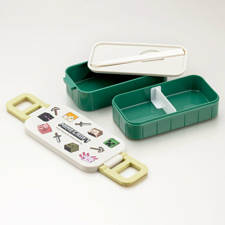 2-Tier Divided Antibacterial Lunch Box (600ml) - Minecraft