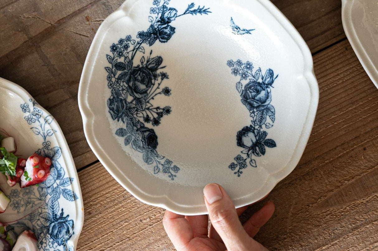 Mino Ware Vintage Rose Shallow Bowl (17cm)