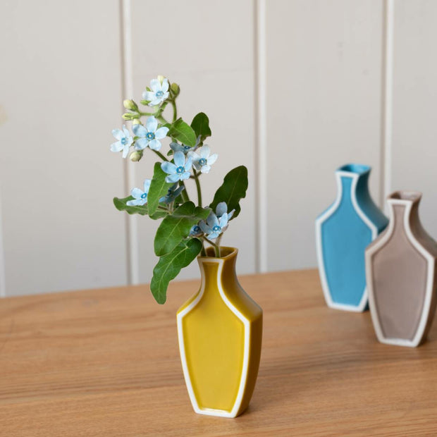 Mino Ware Framed Vase (Set of 2) - Turkey Blue & Mustard