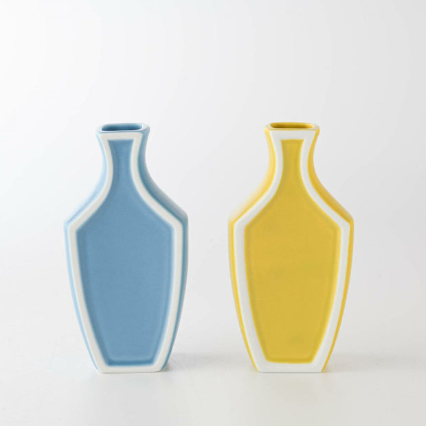 Mino Ware Framed Vase (Set of 2) - Turkey Blue & Mustard