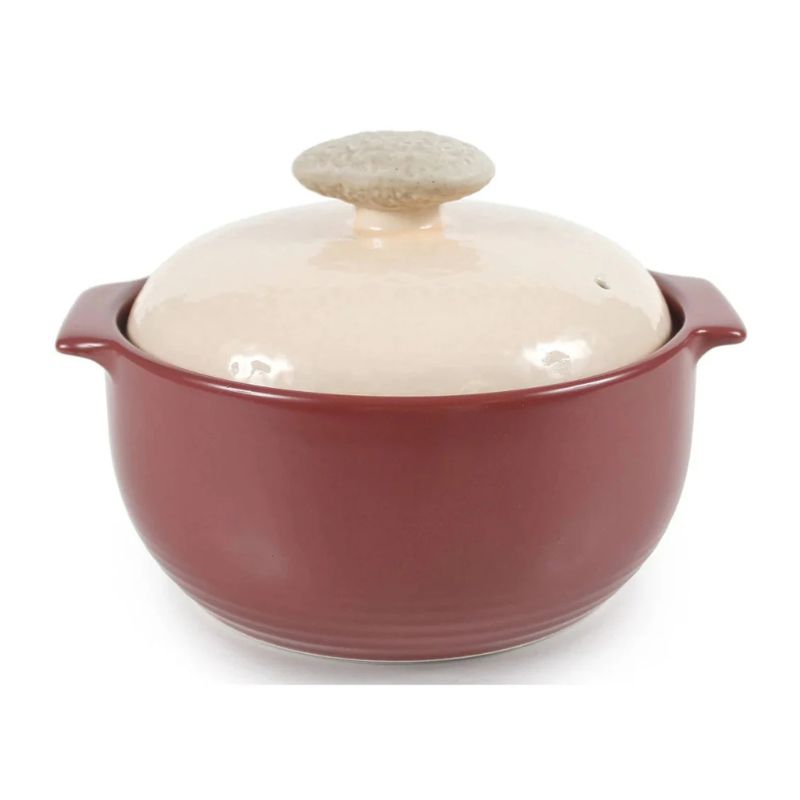 Kiesel Ceramic Casserole Clay Pot - 2.0QT, Plum