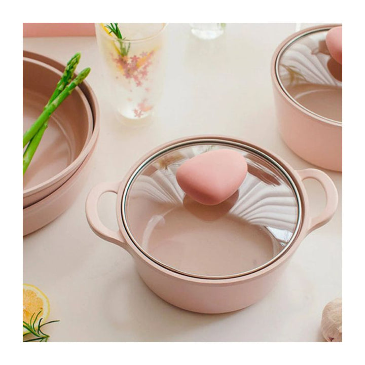 Retro Sherbet Ceramic Nonstick Stockpot with Glass Lid - 3QT