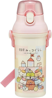 Skater Antibacterial Flask Water Bottle with Carry Strap (480ml) - Sumikko Gurashi