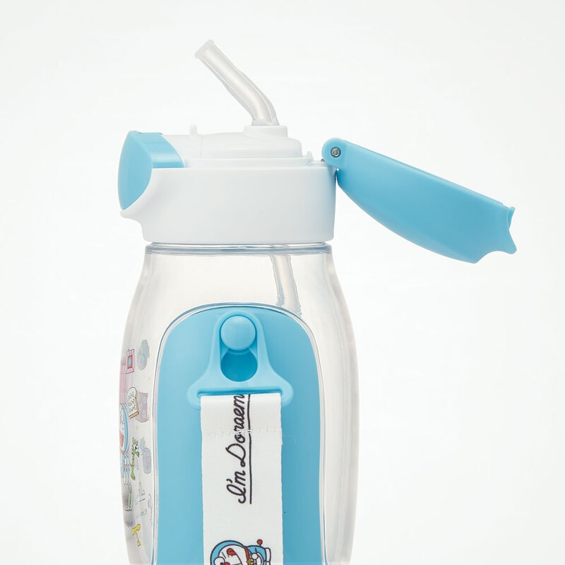 SKATER One-Push Straw Water Bottle with Carrier (530ml) - Doraemon