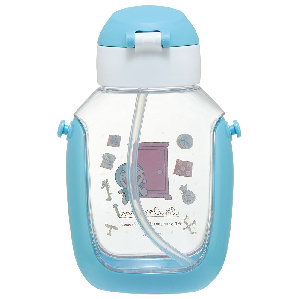 SKATER One-Push Straw Water Bottle with Carrier (530ml) - Doraemon
