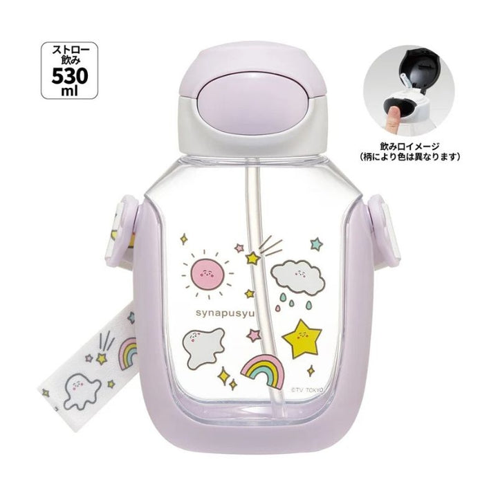 SKATER One-Push Straw Water Bottle with Carrier (530ml) - Sinapushu