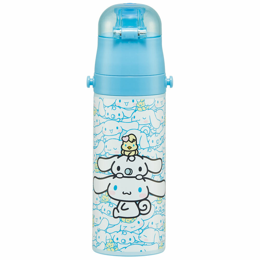 SKATER Stainless Steel Flask Water Bottle with Shoulder Strap - Cinnamoroll (470mL)