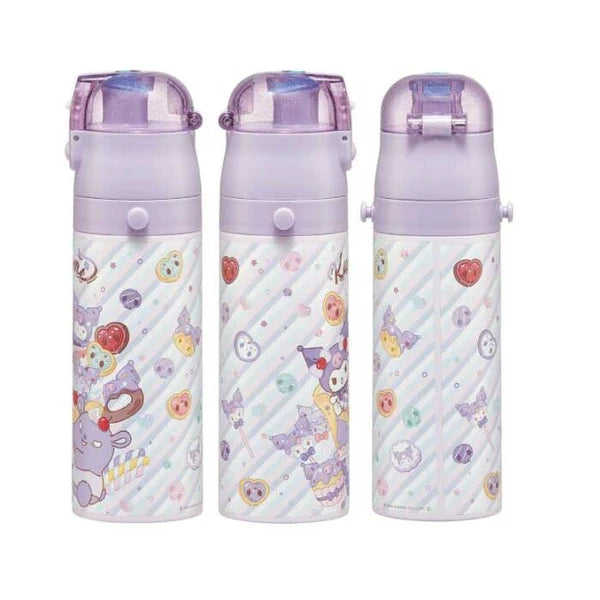 Kuromi Stainless Steel Flask Water Bottle with Shoulder Strap (470ml)