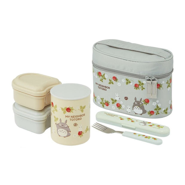 SKATER Stainless Steel Thermal Lunch Box Set - Totoro Raspberry