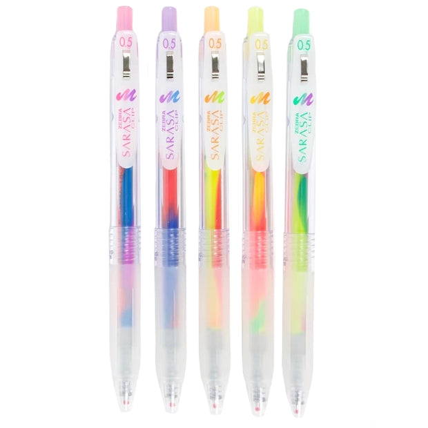 Zebra Sarasa Clip Marble Color Gel Pen Set of 5 - 0.5 mm