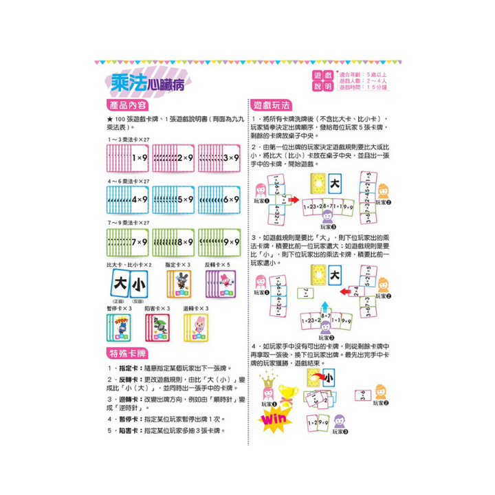 數學桌遊超好玩：乘法心臟病【100張卡牌+收納鐵盒】