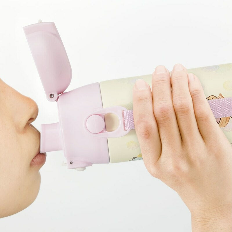 SKATER Ultralight Stainless Steel Flask Water Bottle with Shoulder Strap - Sumikko Gurashi Mole’s Home (580ml)