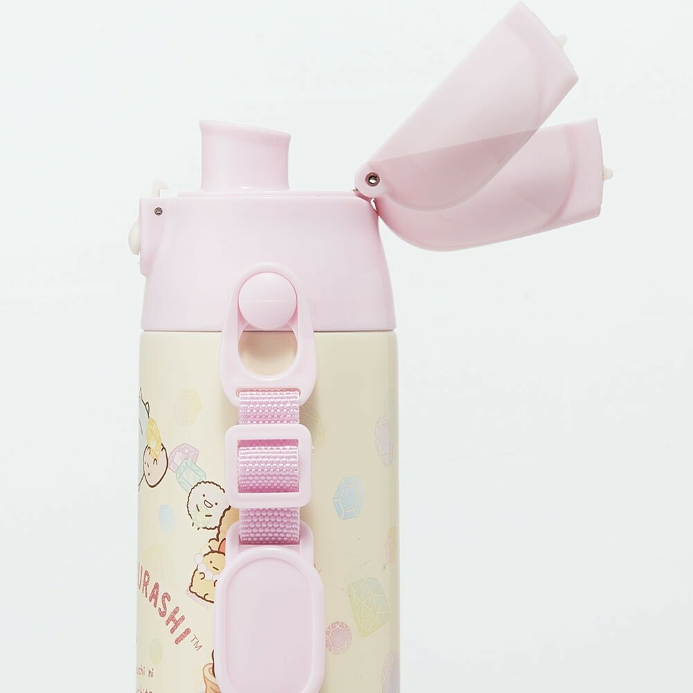 SKATER Ultralight Stainless Steel Flask Water Bottle with Shoulder Strap - Sumikko Gurashi Mole’s Home (580ml)