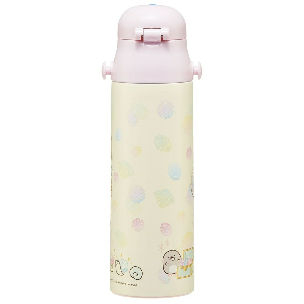 SKATER Ultralight Stainless Steel Flask Water Bottle with Shoulder Strap - Sumikko Gurashi Mole’s Home (580ml)