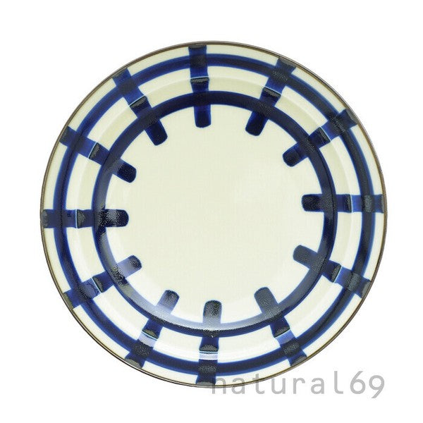 Kogashi Gosu Burnished Hasami Ware Plate – Lattice Pattern – 8"