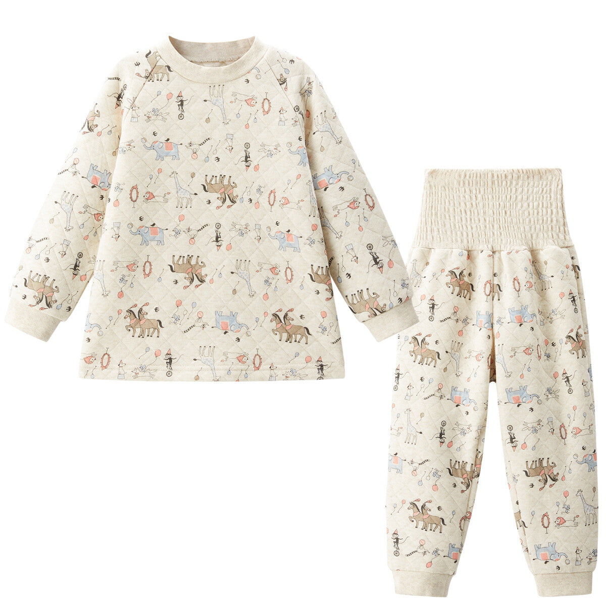 Warm Quilted Pajamas with Stretchy Belly Waistband – Circus Parade