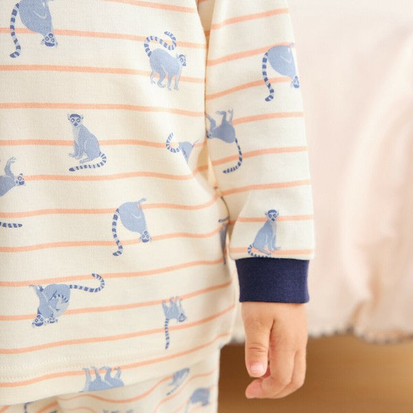 Smooth Cotton Pajamas with Stretchy Belly Waistband – Ring-Tailed Lemur