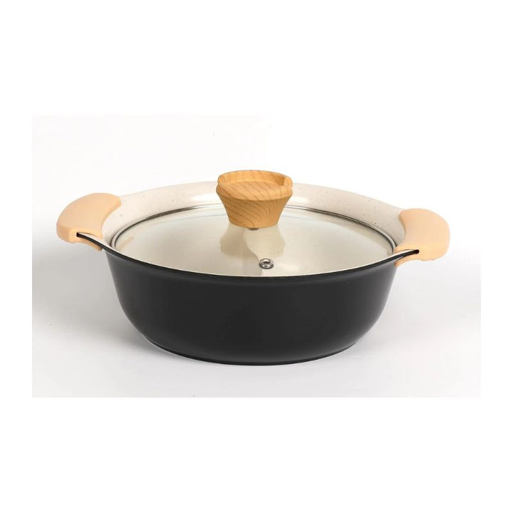 Ceramic Divided Shabu Hotpot with Glass Lid