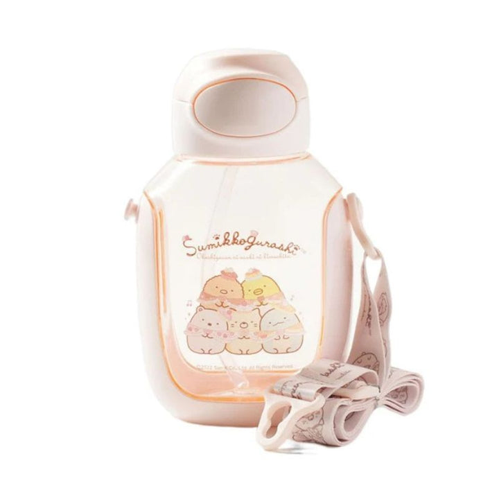 SKATER One-Push Straw Water Bottle with Carrier (530ml) - Sumikko Gurashi