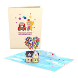 Up greeting card with the floating house and balloon sculpture