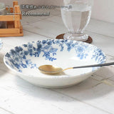 Blue Botanical Pasta & Curry Mino Ware Plate Set – 8.5" Set of 2