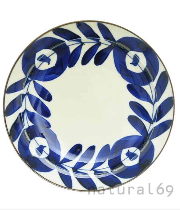 Kogashi Gosu Burnished Hasami Ware Plate – Leaves of Trees – 8"