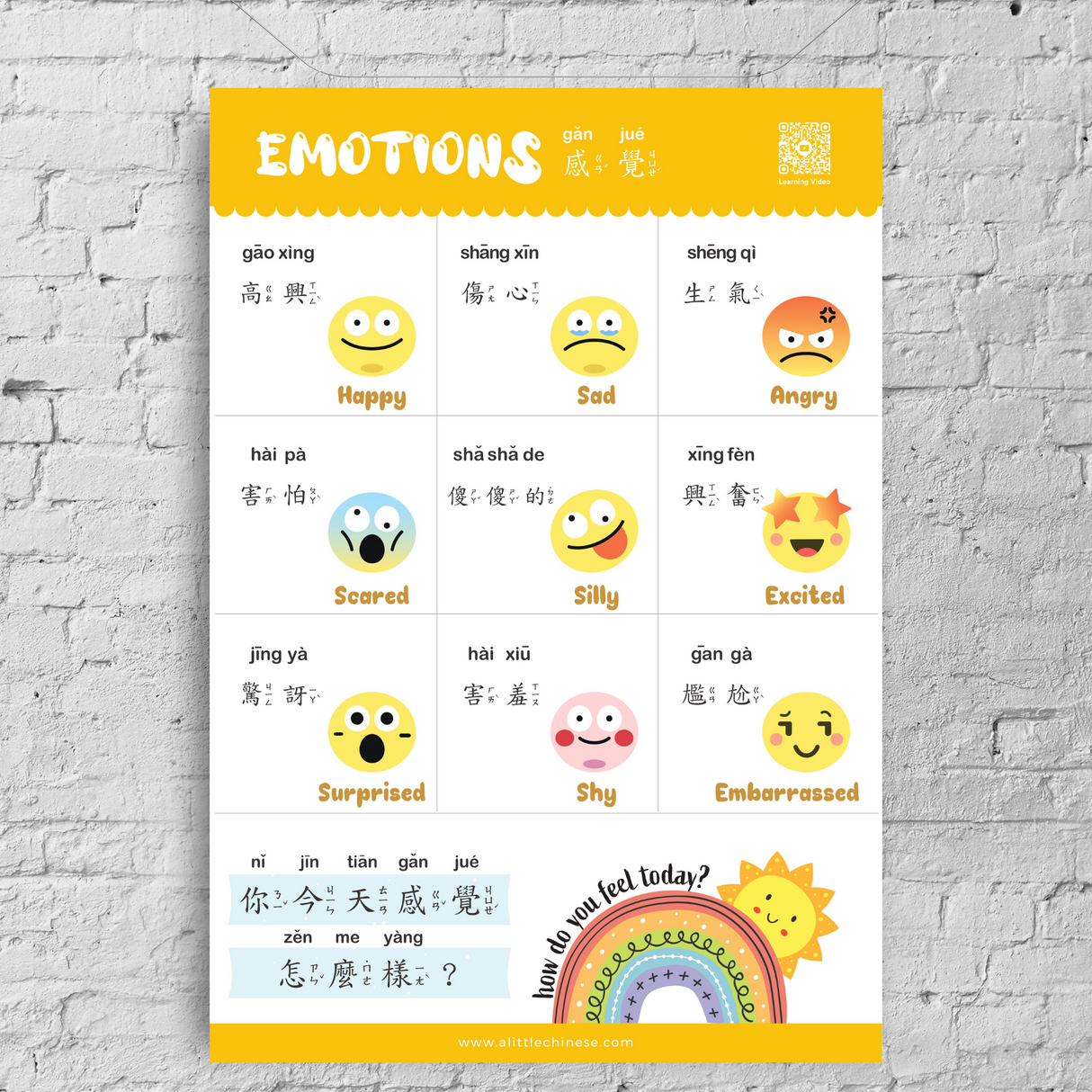 Cute Bilingual Chinese-English Poster Set (Traditional Chinese and Zhuyin) 可愛中英文幼兒學習海報