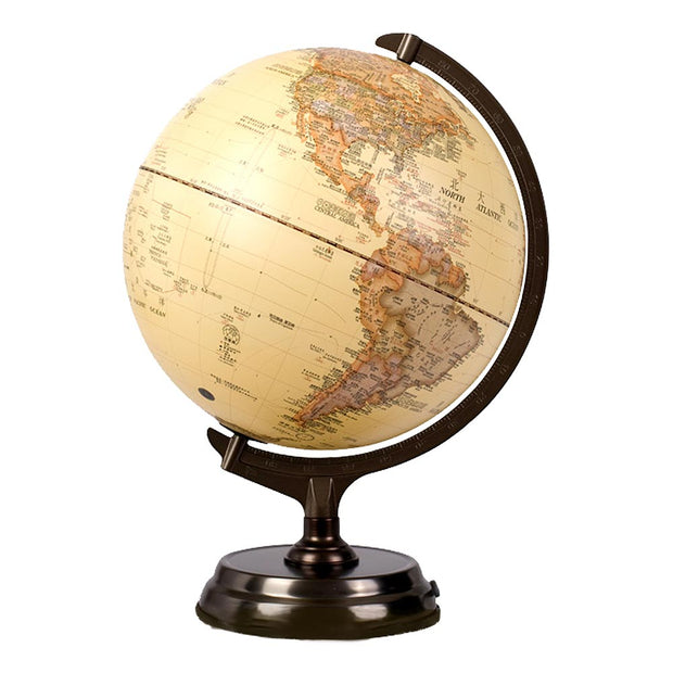 【IMPERFECT】12" Desktop Globe 12吋古典仿古木質地球儀(中英文對照)(CH/EN)