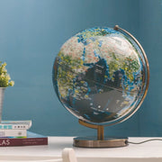 12" Illuminated Satellite Geography Learning Globe 地形海溝人口分佈古銅座地球儀 (CH/EN)