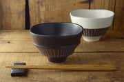 Mino Ware Rice Bowl - Choco Stripes Series 日製美濃燒手工窯碗 (2 Color Options)