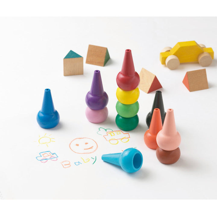 Aozora Baby Color Stackable Crayon 日本兒童無毒手指蠟筆 (6 Pastel Colors)