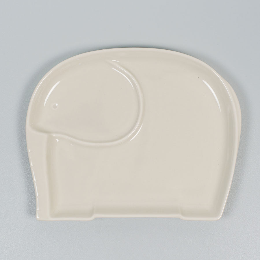 【Imperfect】Mino Ware Animal Life Elephant Divided Plate 日本製大象造型兒童瓷盤