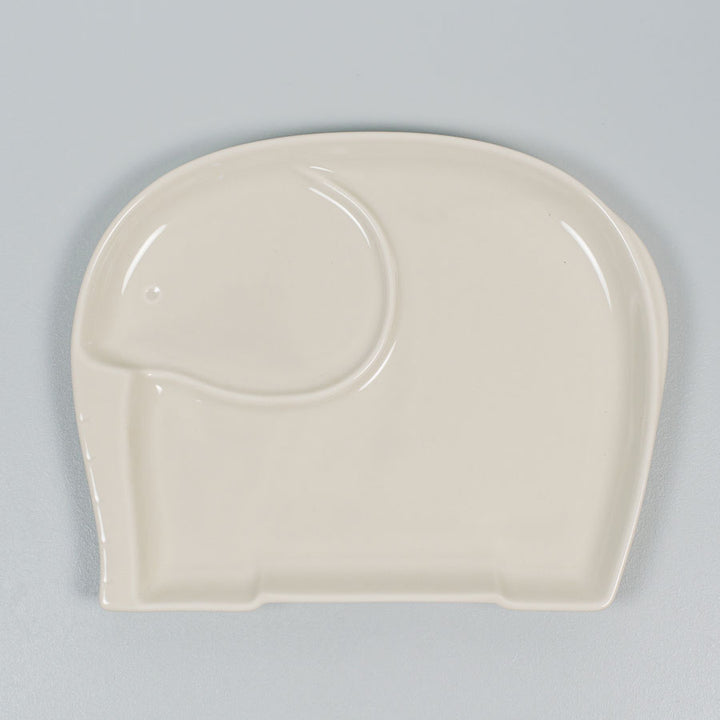 【Imperfect】Mino Ware Animal Life Elephant Divided Plate 日本製大象造型兒童瓷盤
