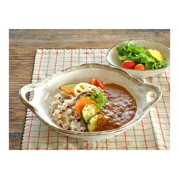 Japanese Mino Ware Fuchi Katsu Pasta Plate with Handles 日本手感美濃燒深盤