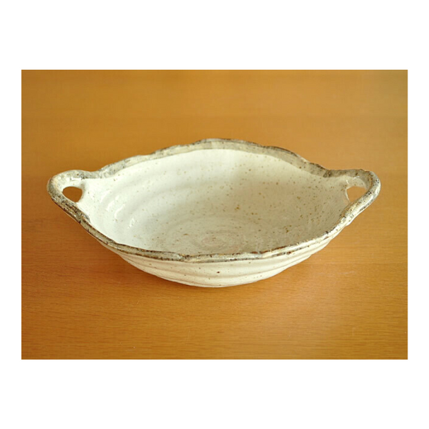 Japanese Mino Ware Fuchi Katsu Pasta Plate with Handles 日本手感美濃燒深盤
