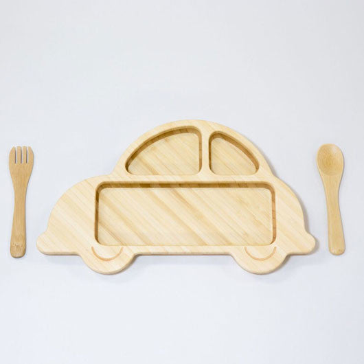 Handmade Bamboo Meal Set - Car 日本天然竹製兒童造型餐具組 (汽車)