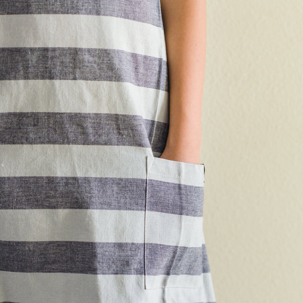 Scandi Pure Cotton Work Apron Horizontal Stripes  日本純棉口袋收腰圍裙 橫條紋 (2 Color Options)