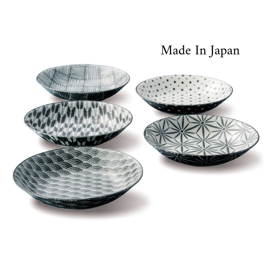 Mino Ware Deep Pasta Plate Gift Set 日製美濃燒傳統紋深盤禮盒組 (5入)
