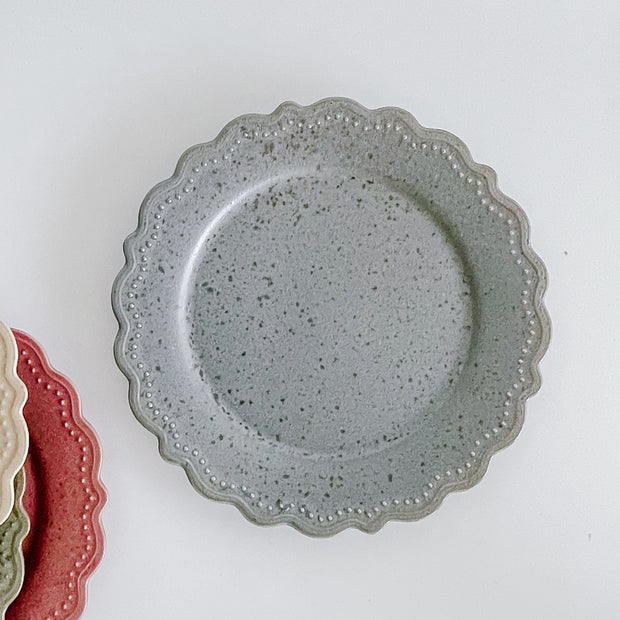 Mino Ware Lace Rim Plate 日本製石紋蕾絲盤 - 9" (4 Color Options)