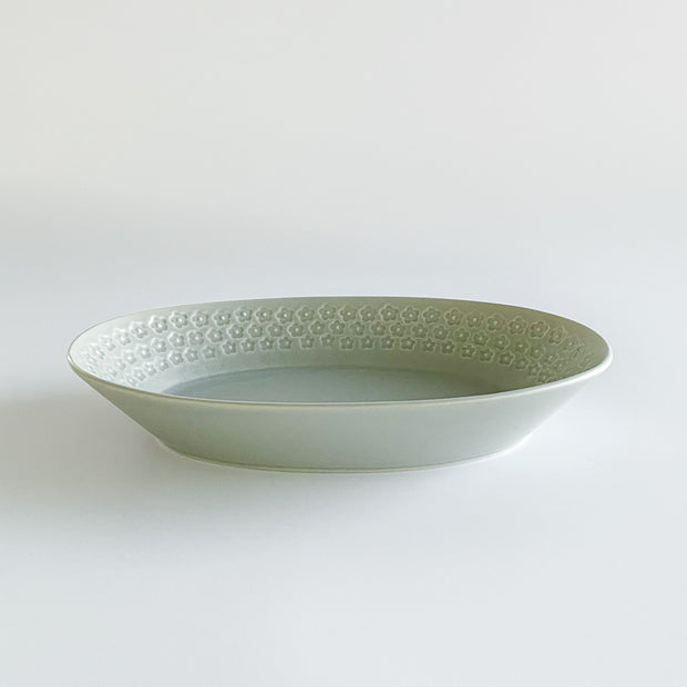 Press de Flower Scandi Oval Plate 日製美濃燒復古北歐霧面壓花橢圓盤