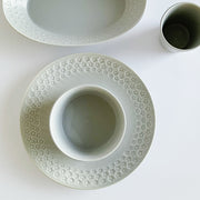 Press de Flower Scandi Oval Plate 日製美濃燒復古北歐霧面壓花橢圓盤