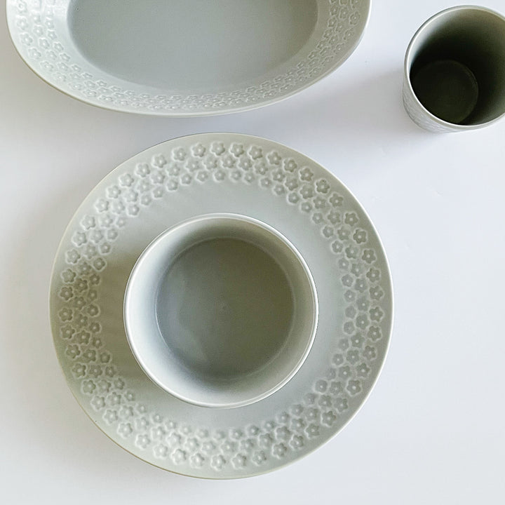 Press de Flower Scandi Plate 日製美濃燒復古北歐霧面壓花盤
