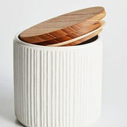 Mino Ware Ceramic Storage Jar Canister with Wooden Lid